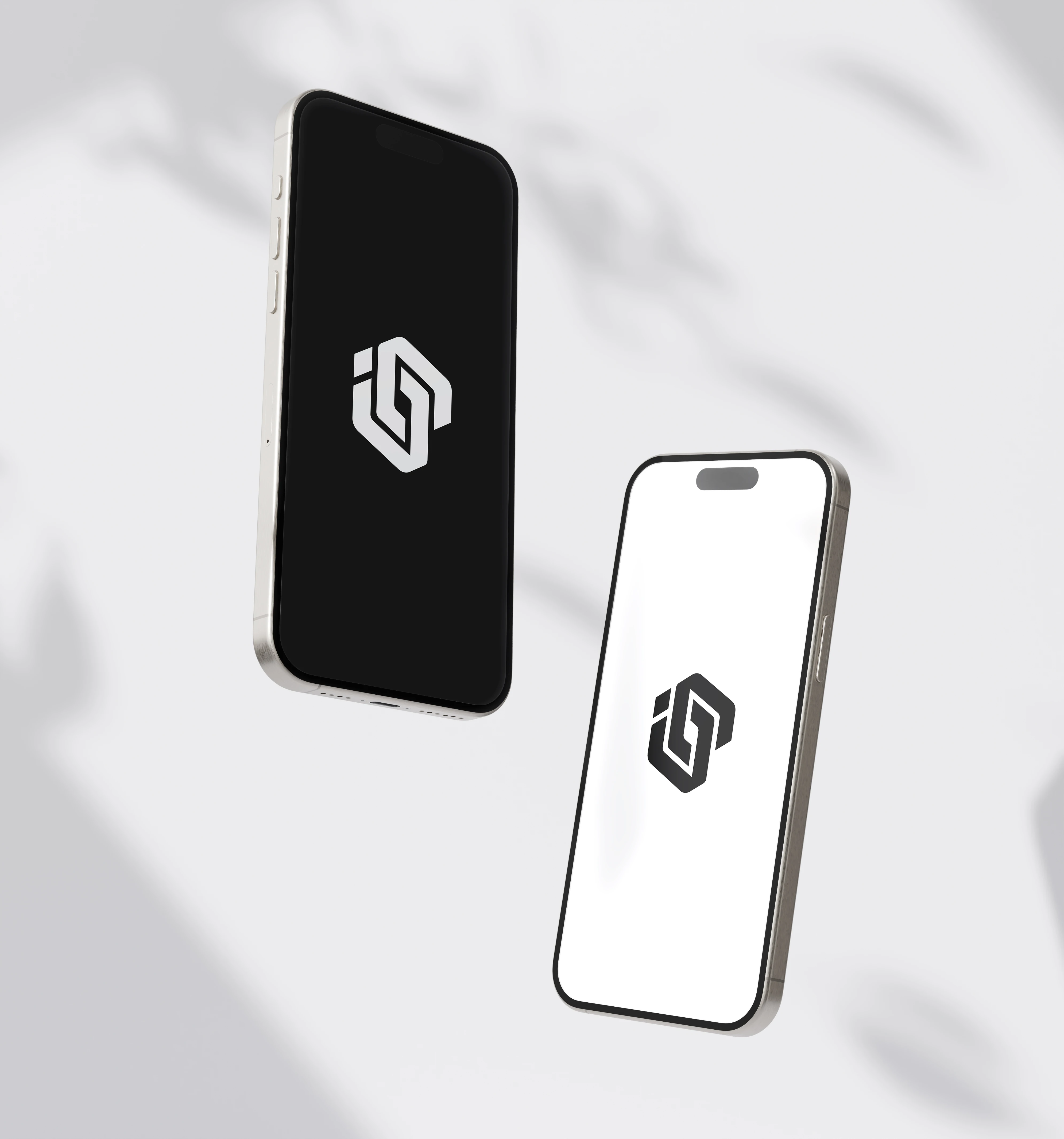 Logo concept on smartphones — black and white version